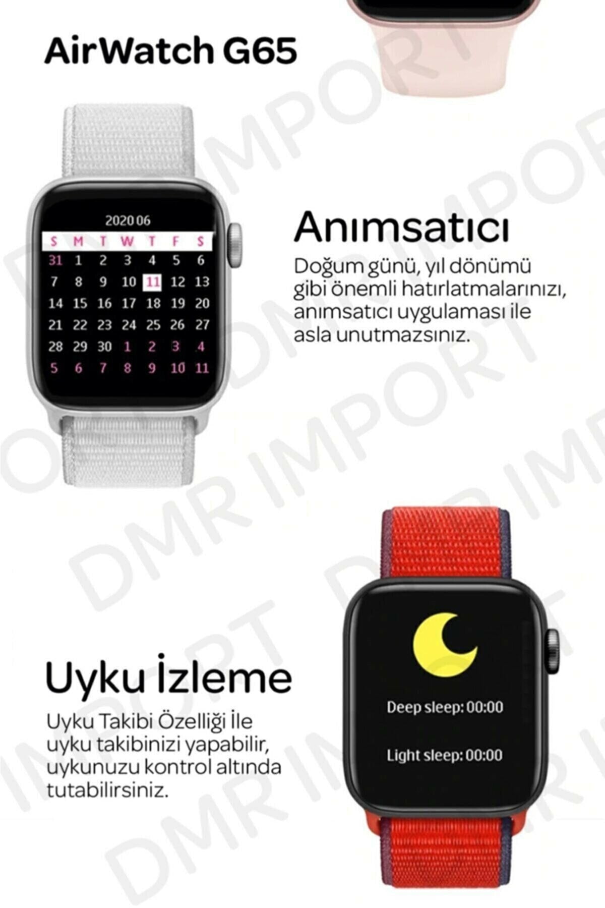 BLUE İNTER G65l Akıllı Saat Suya Dayanıklı Ateş & Nabız Ölçer Çok Fonksiyonlu Ios Ve Android Uyumlu