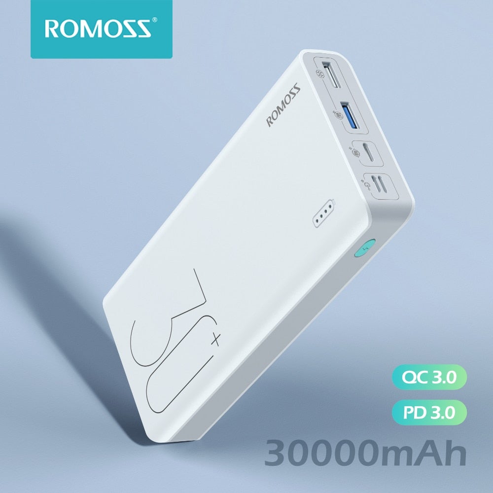 ROMOSS Sense 8+ Güç Deposu 30000mAh QC PD 3.0 Hızlı Şarj Powerbank 30000 mAh Harici Şarj Cihazı