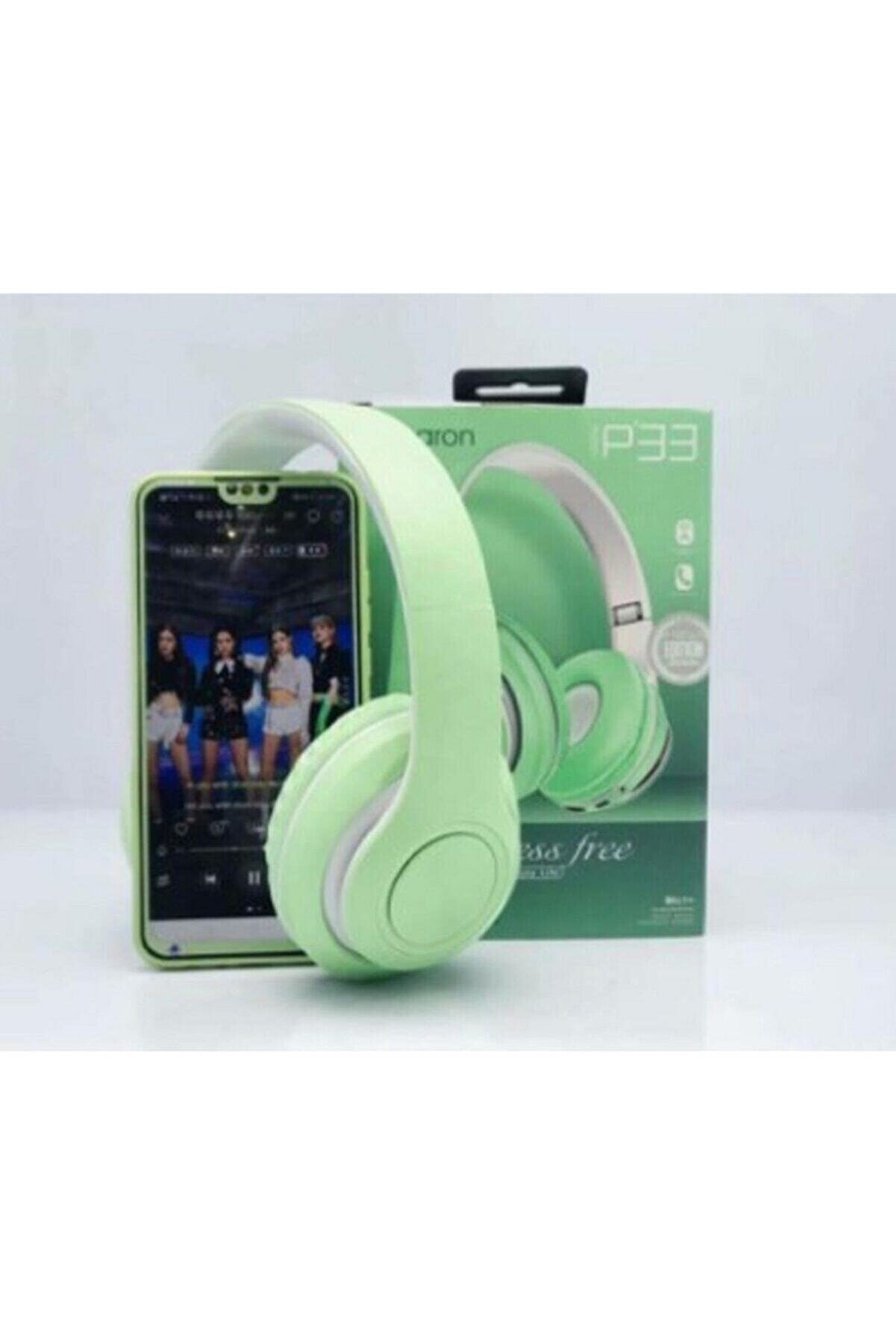 Hooptech Yeşil Macaron Set Bluetooth Kablosuz Stereo Kulaklık P33