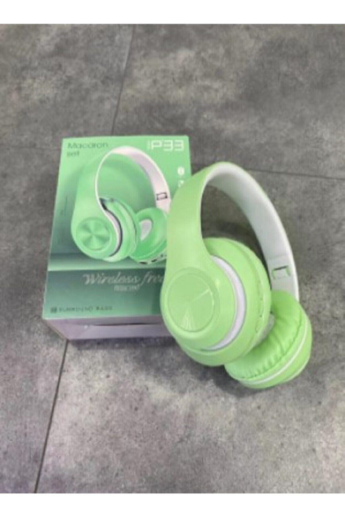 Hooptech Yeşil Macaron Set Bluetooth Kablosuz Stereo Kulaklık P33