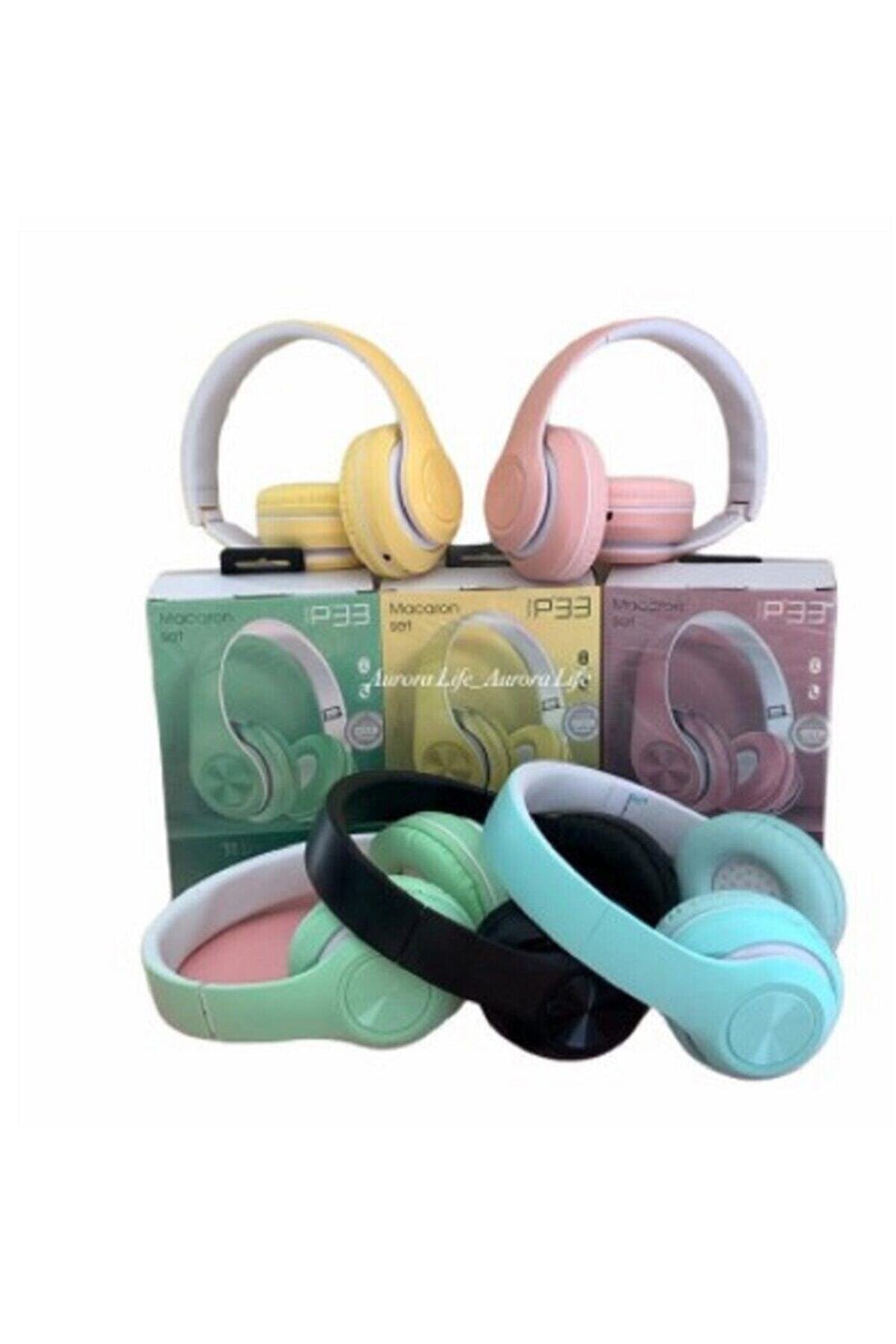 Hooptech Yeşil Macaron Set Bluetooth Kablosuz Stereo Kulaklık P33