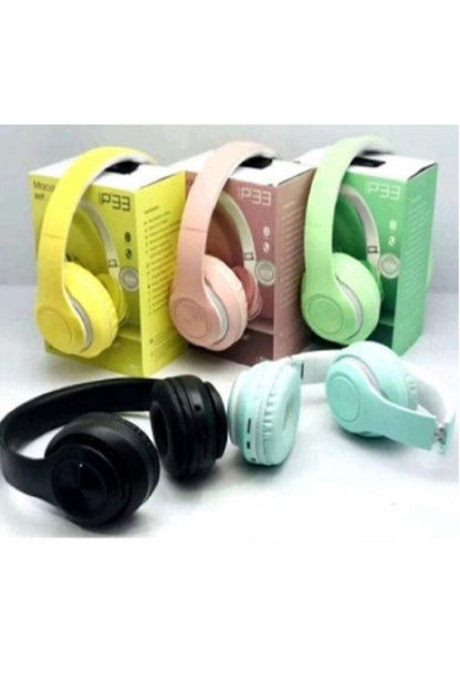 Hooptech Yeşil Macaron Set Bluetooth Kablosuz Stereo Kulaklık P33