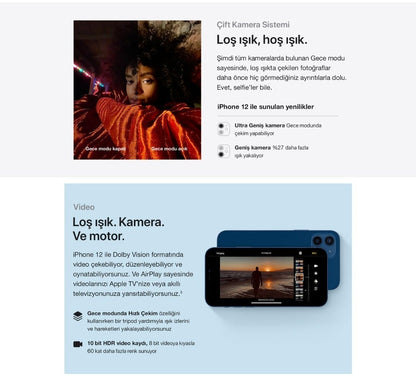 Apple iPhone 12 64 GB Mavi Orjinal APPLE Türkiye Garantili
