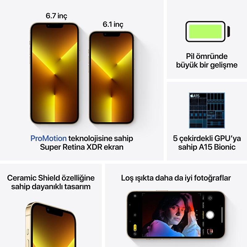 Apple iPhone 13 Pro 128GB Gold ( Altın)  Orjinal APPLE Türkiye Garantili