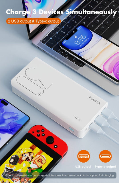 ROMOSS Sense 8+ Güç Deposu 30000mAh QC PD 3.0 Hızlı Şarj Powerbank 30000 mAh Harici Şarj Cihazı