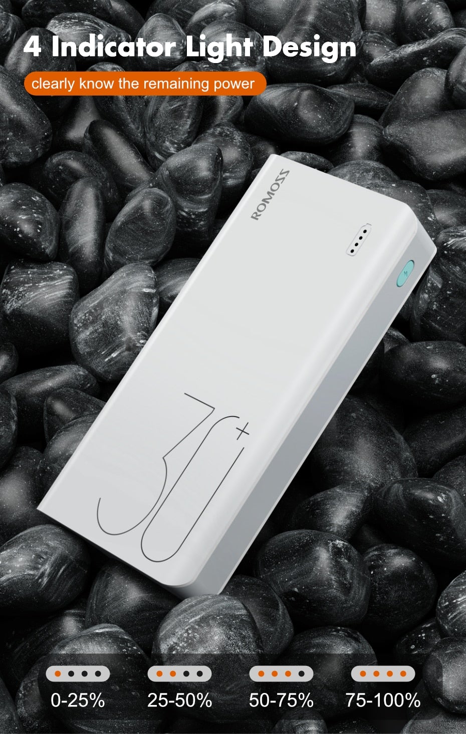 ROMOSS Sense 8+ Güç Deposu 30000mAh QC PD 3.0 Hızlı Şarj Powerbank 30000 mAh Harici Şarj Cihazı