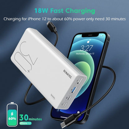 ROMOSS Sense 8+ Güç Deposu 30000mAh QC PD 3.0 Hızlı Şarj Powerbank 30000 mAh Harici Şarj Cihazı