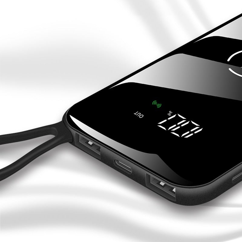 50000mAh Kablosuz Güç Bankası Dijital Ekran 2 USB Çıkışı Taşınabilir Hızlı Şarj